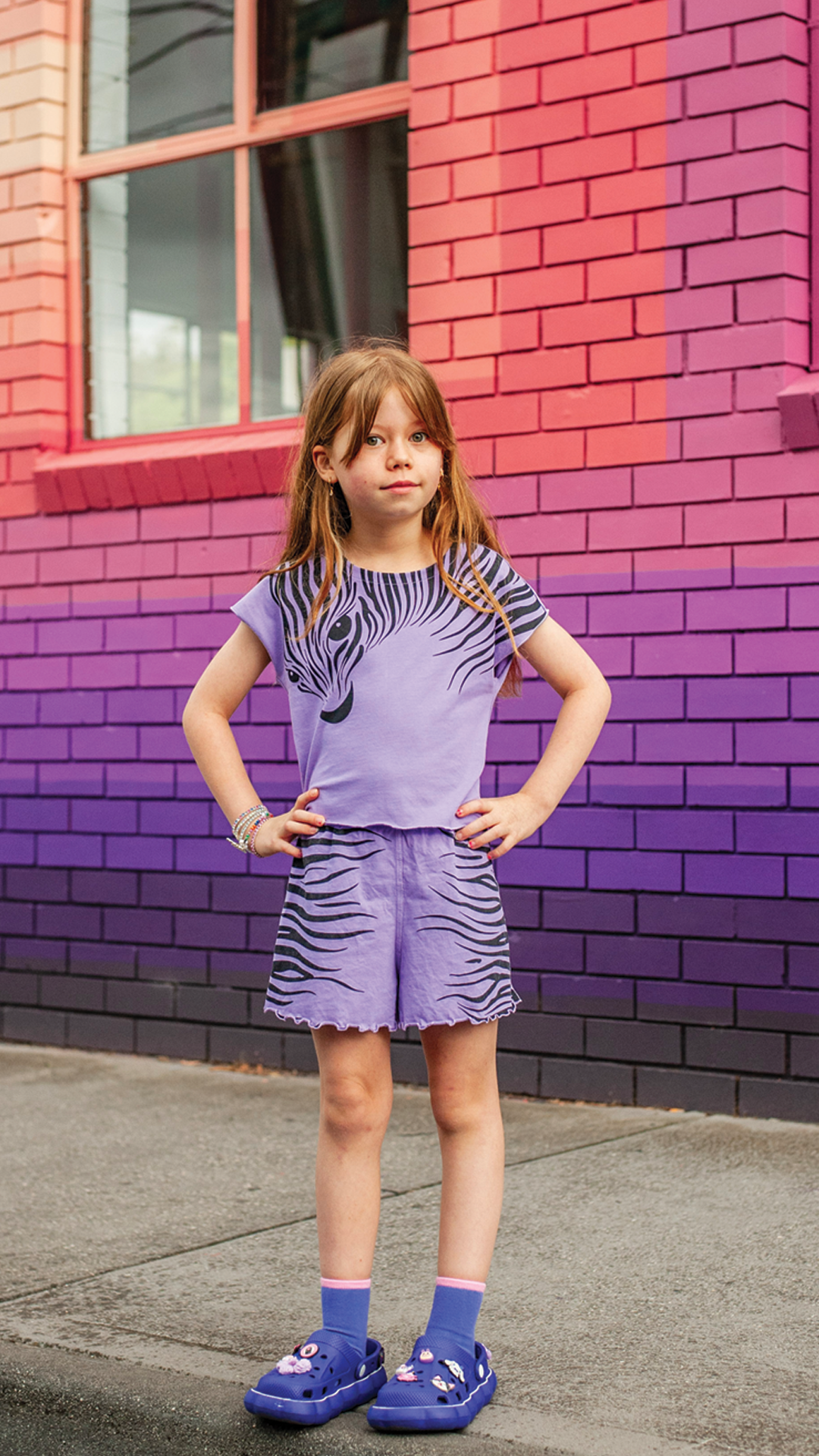 Zebra Crop Tee- Violet