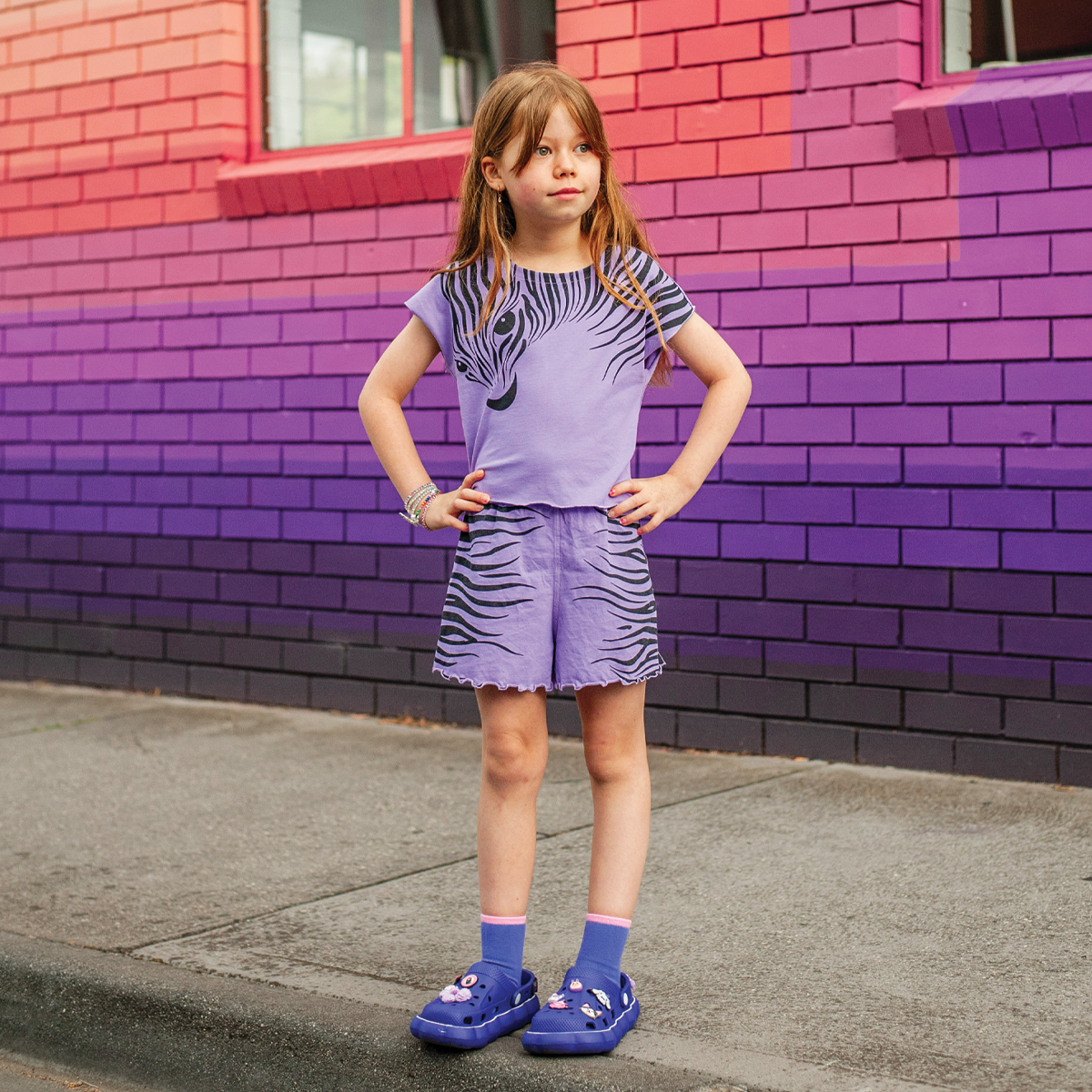Loose jersey Shorts- Violet Zebra Print