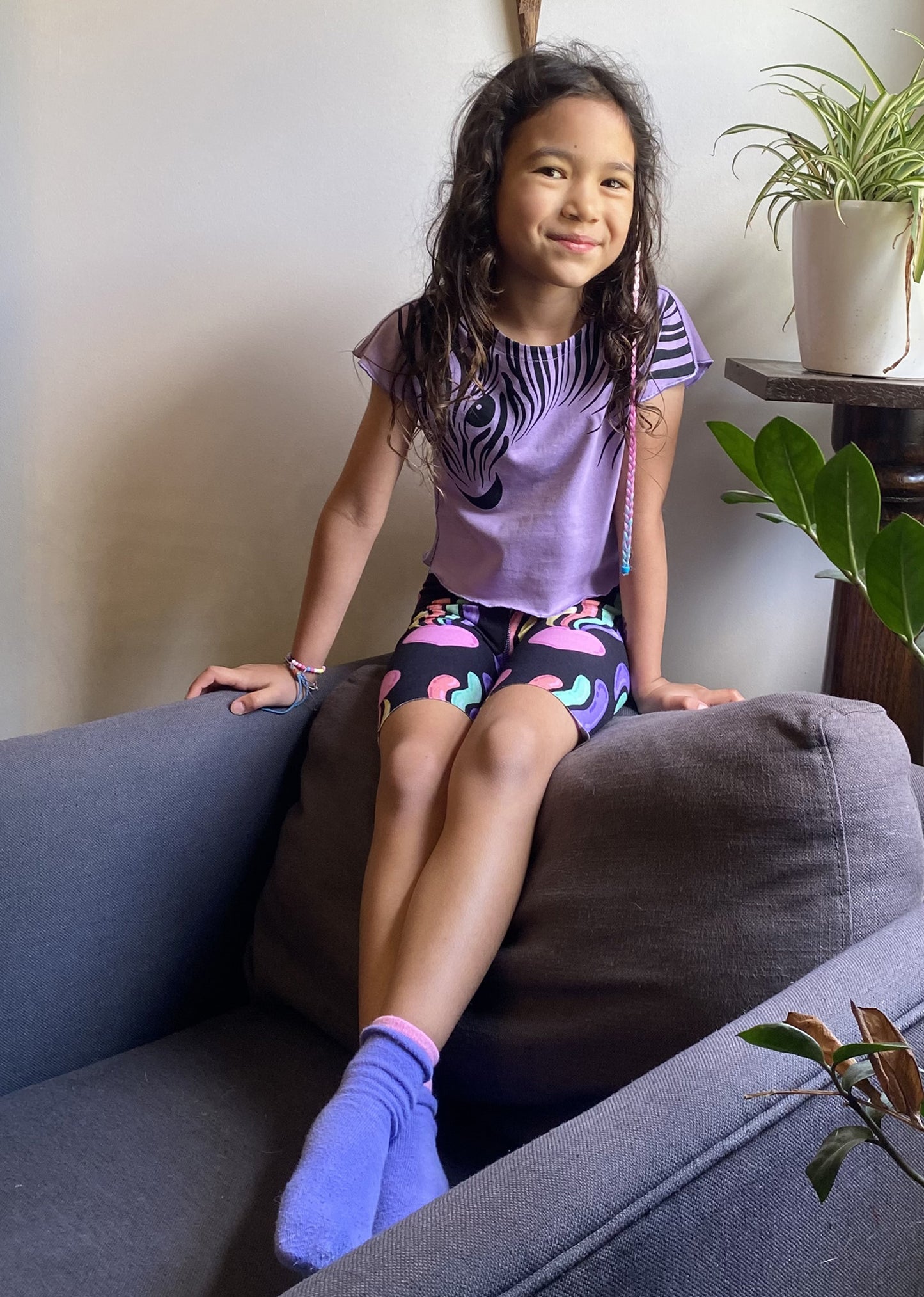 Bike Pant - Black Rainbow Heart Print