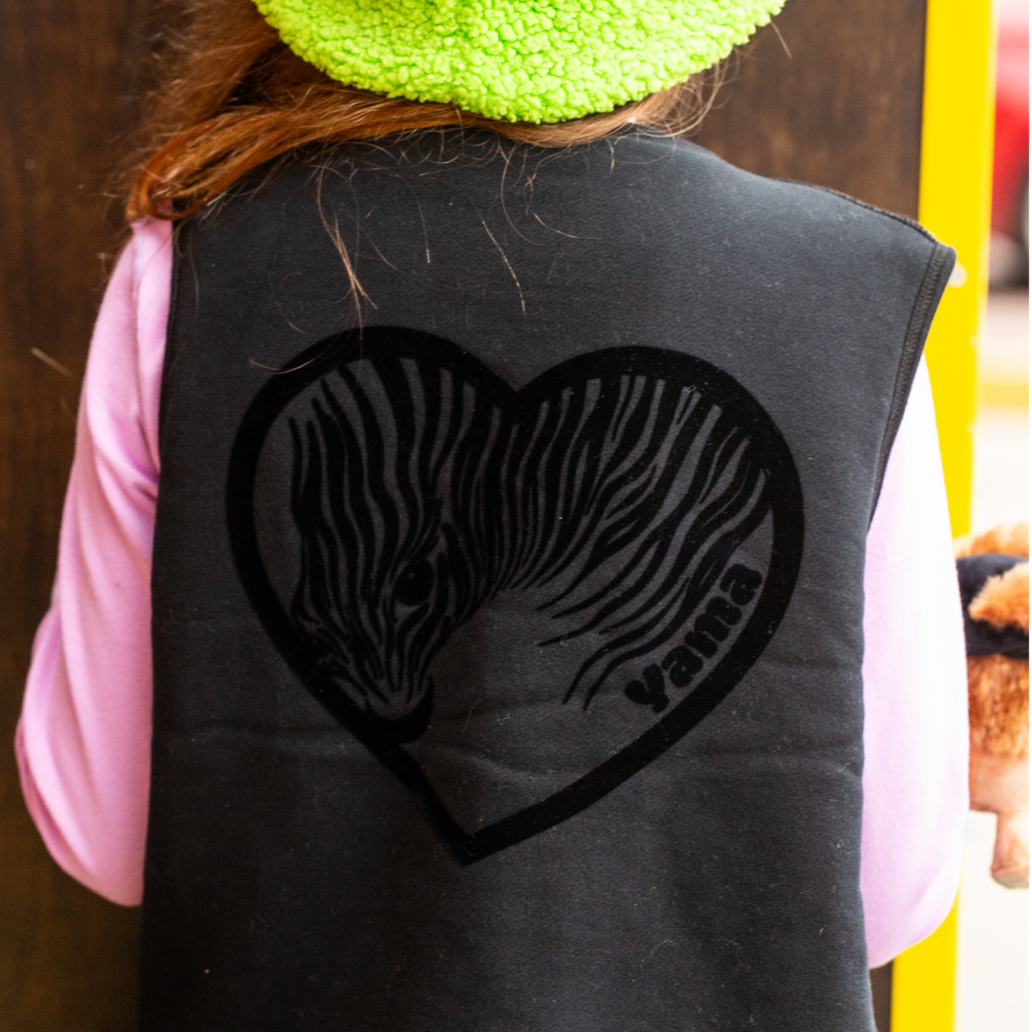 Reversible Vest- Solid Black / Leopard faux fur