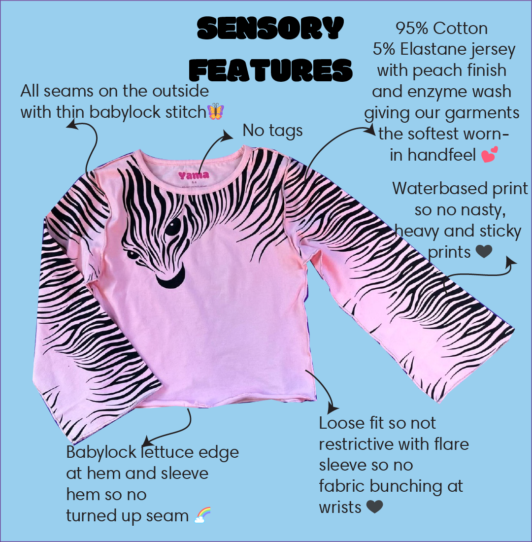 Trumpet sleeve top- Candyfloss Zebra Print