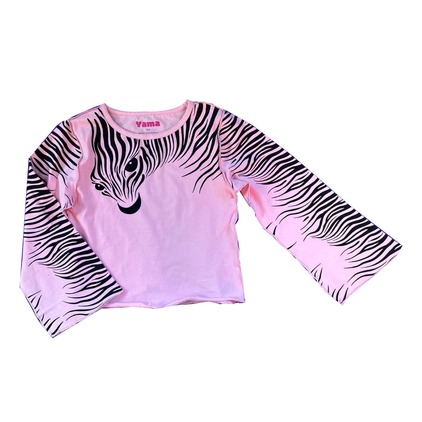 Trumpet sleeve top- Candyfloss Zebra Print