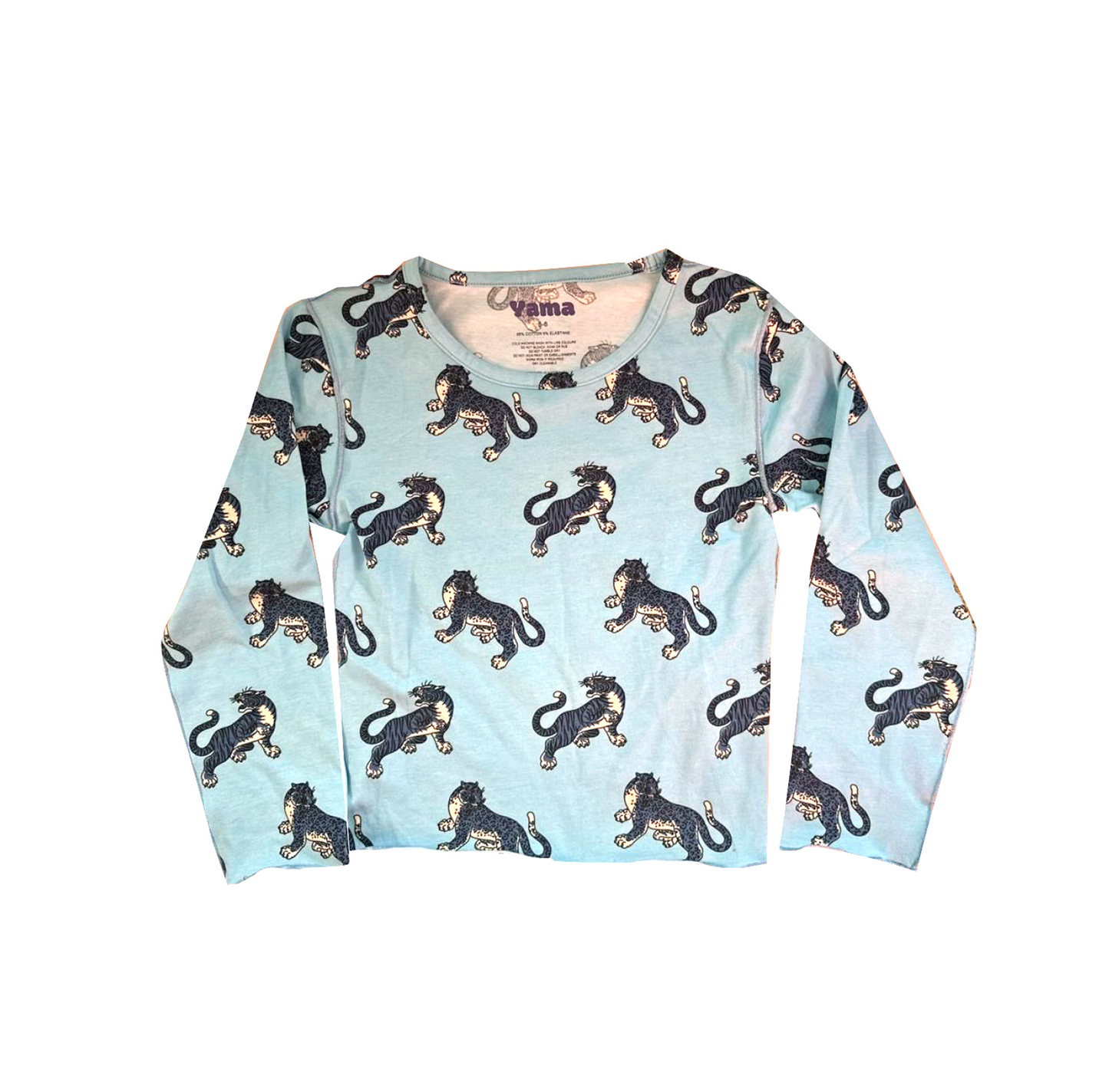 Long sleeve Tee - Baby Blue Tiger/ Leopard Print