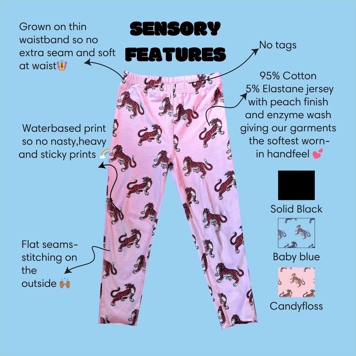 Yama sensory legging pink tigers