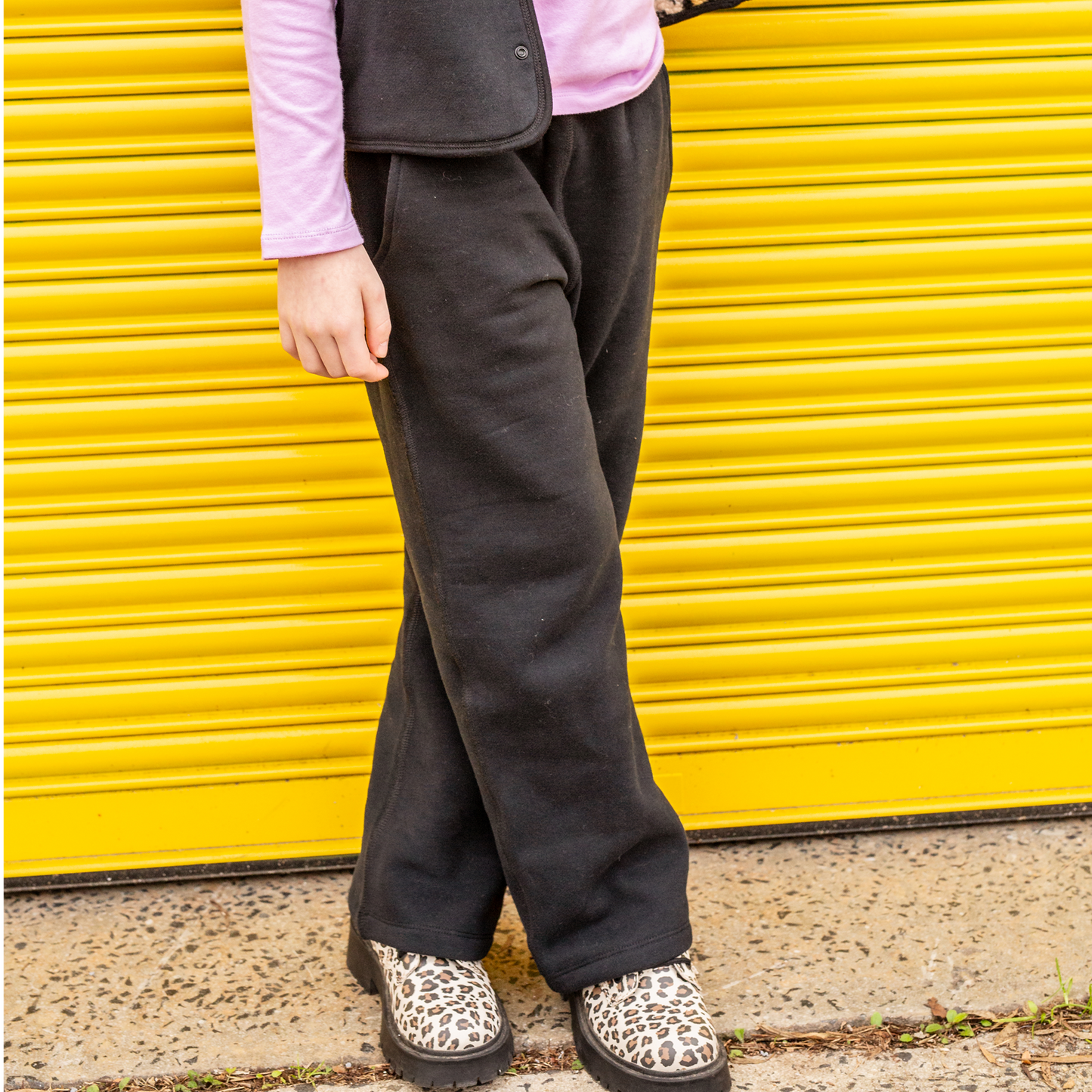 Wide leg Track pant- Solid Black