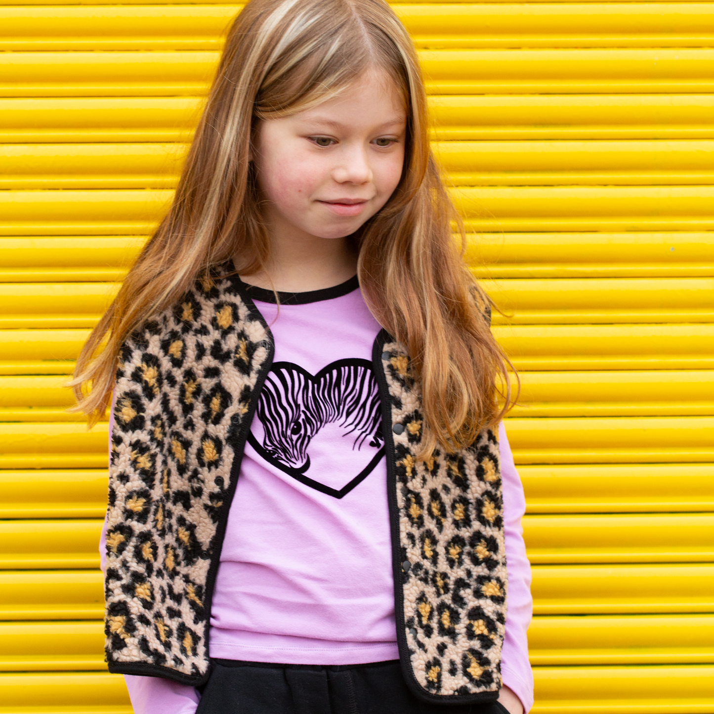 Reversible Vest- Solid Black / Leopard faux fur
