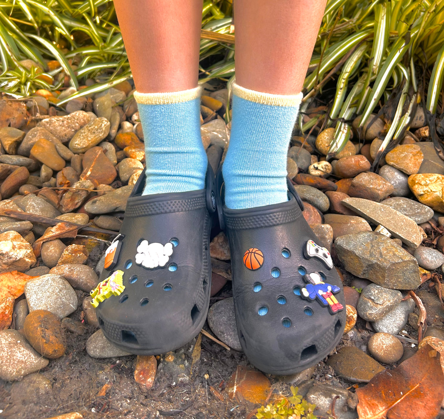 Stripe Top Sensory Sock - Baby Blue