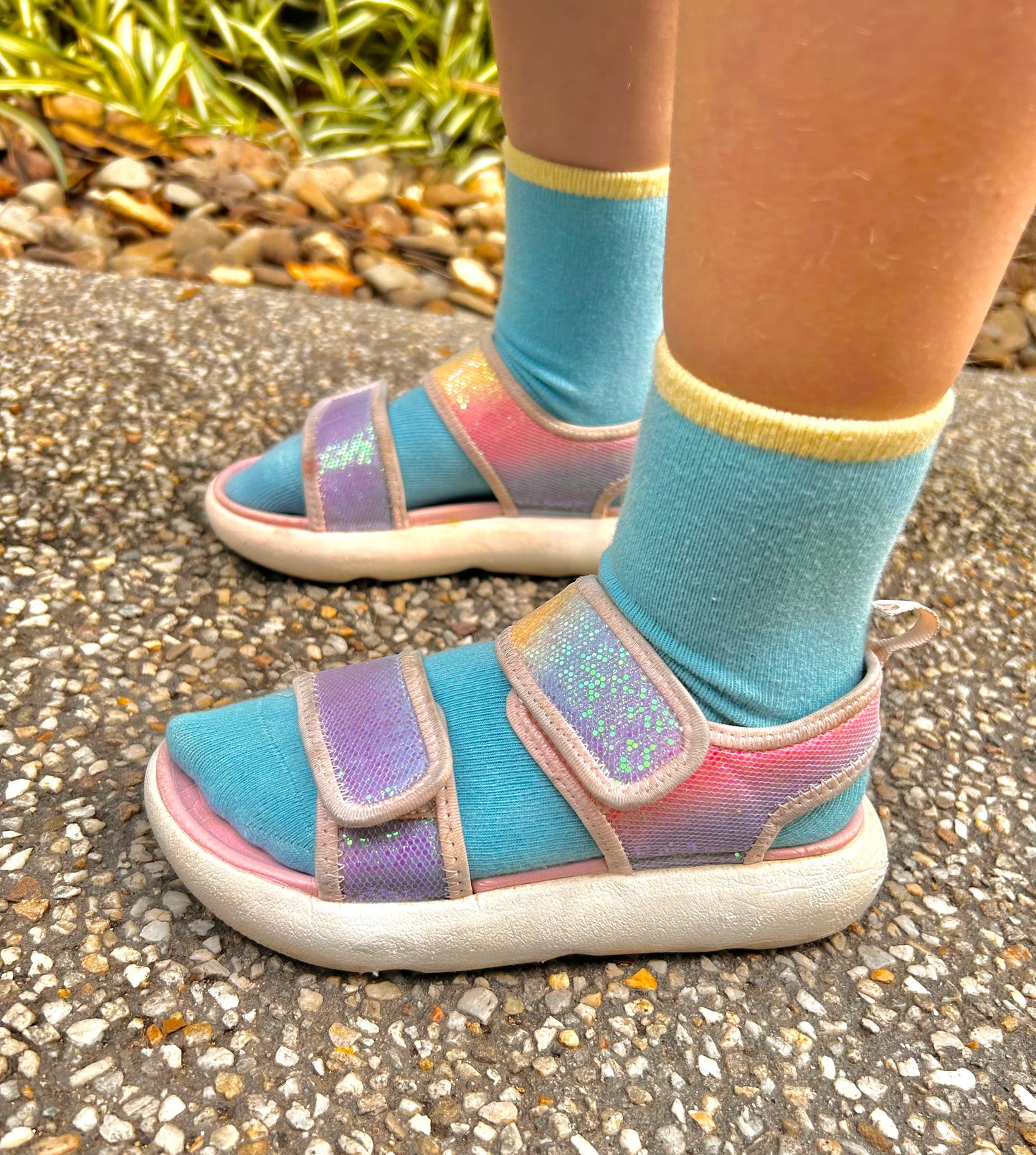 Stripe Top Sensory Sock - Baby Blue